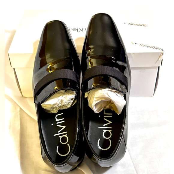 Calvin Klein Shoes Host Pickmens Bernard Black Patent Tuxedo Dress